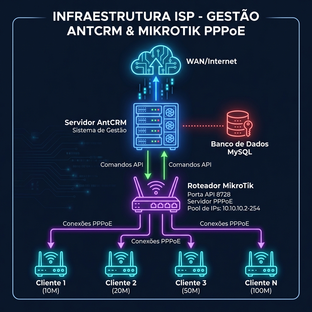 Topologia de Rede AntCRM-MikroTik